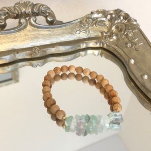 Sandalwood & Aqua-Stone Bracelet